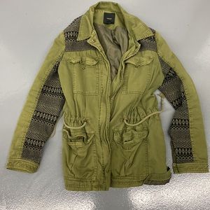Forever 21 utility jacket Aztec boho green black trim Large